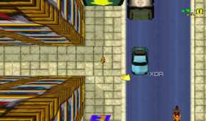 A screenshot from the 1997 game, Grand Theft Auto.