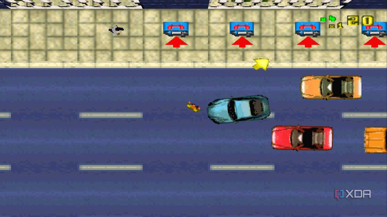 A screenshot from the 1997 game, Grand Theft Auto.