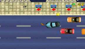 A screenshot from the 1997 game, Grand Theft Auto.