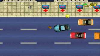 A screenshot from the 1997 game, Grand Theft Auto.