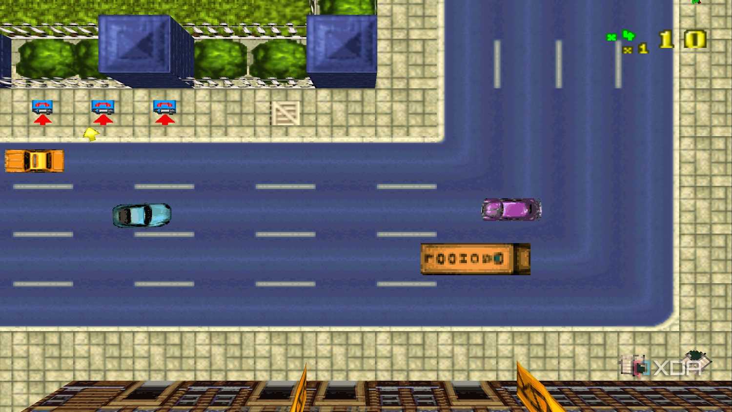 A screenshot from the 1997 game, Grand Theft Auto.
