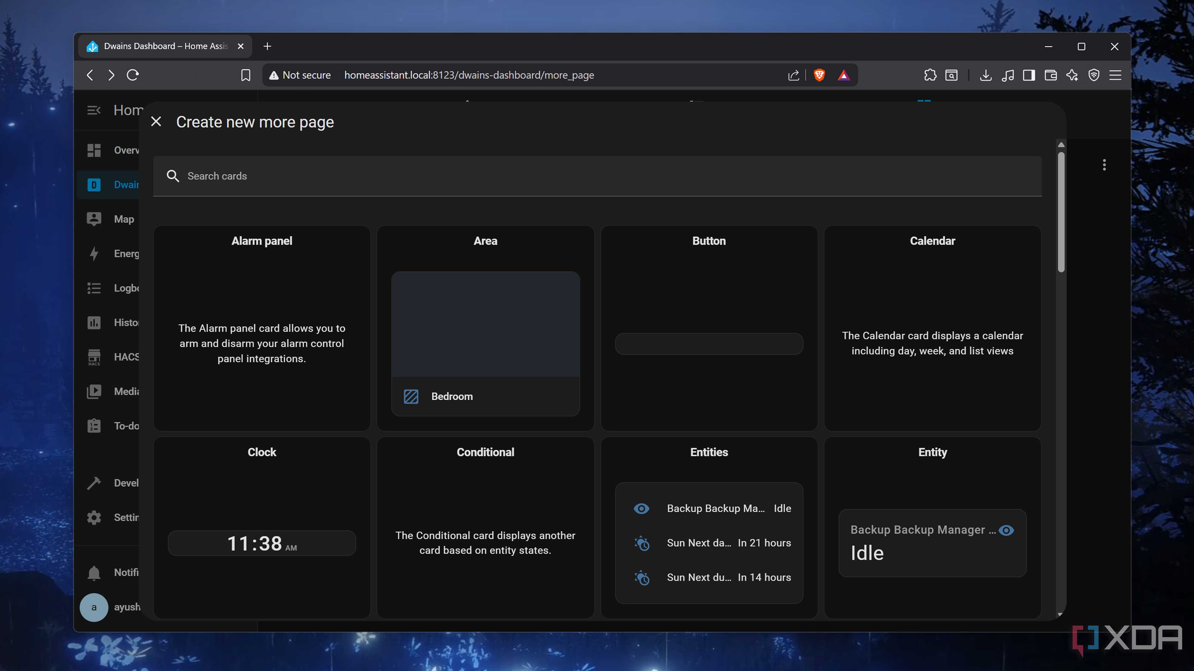 Creating a new page for Dwain's Dashboard on HASS
