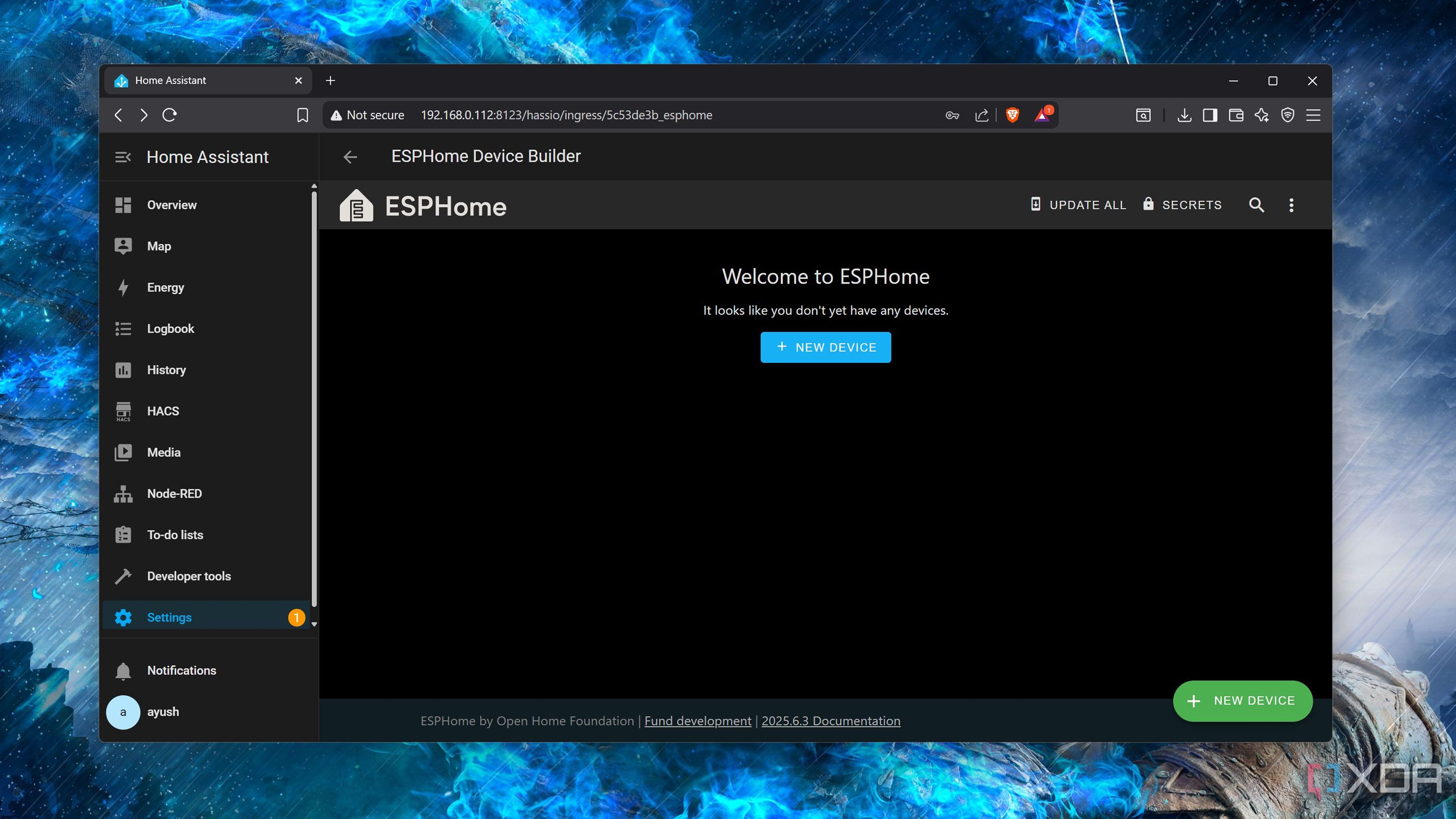 The ESPHome add-on on HASS