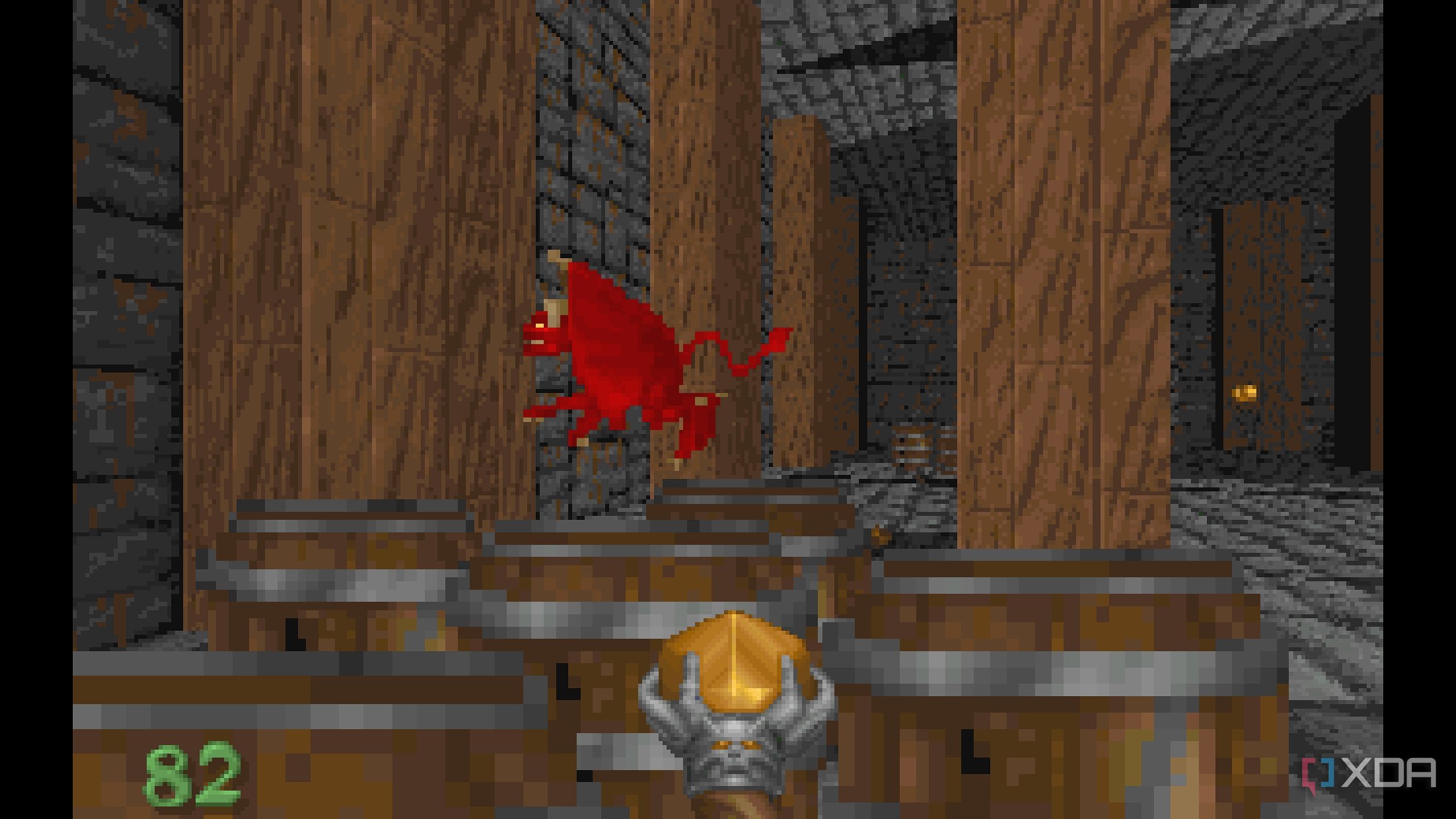 The game Heretic running on DOSBOX.