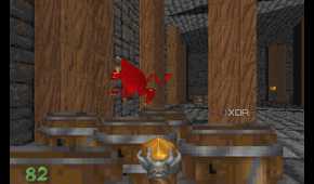 The game Heretic running on DOSBOX.