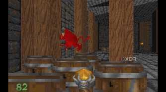 The game Heretic running on DOSBOX.