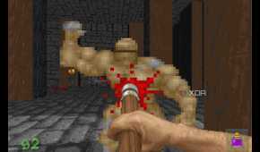The game Heretic running on DOSBOX.