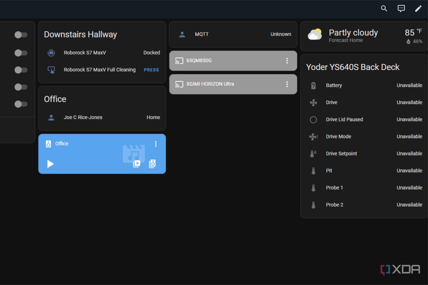 home assistant dashboard showing fireboard add-on