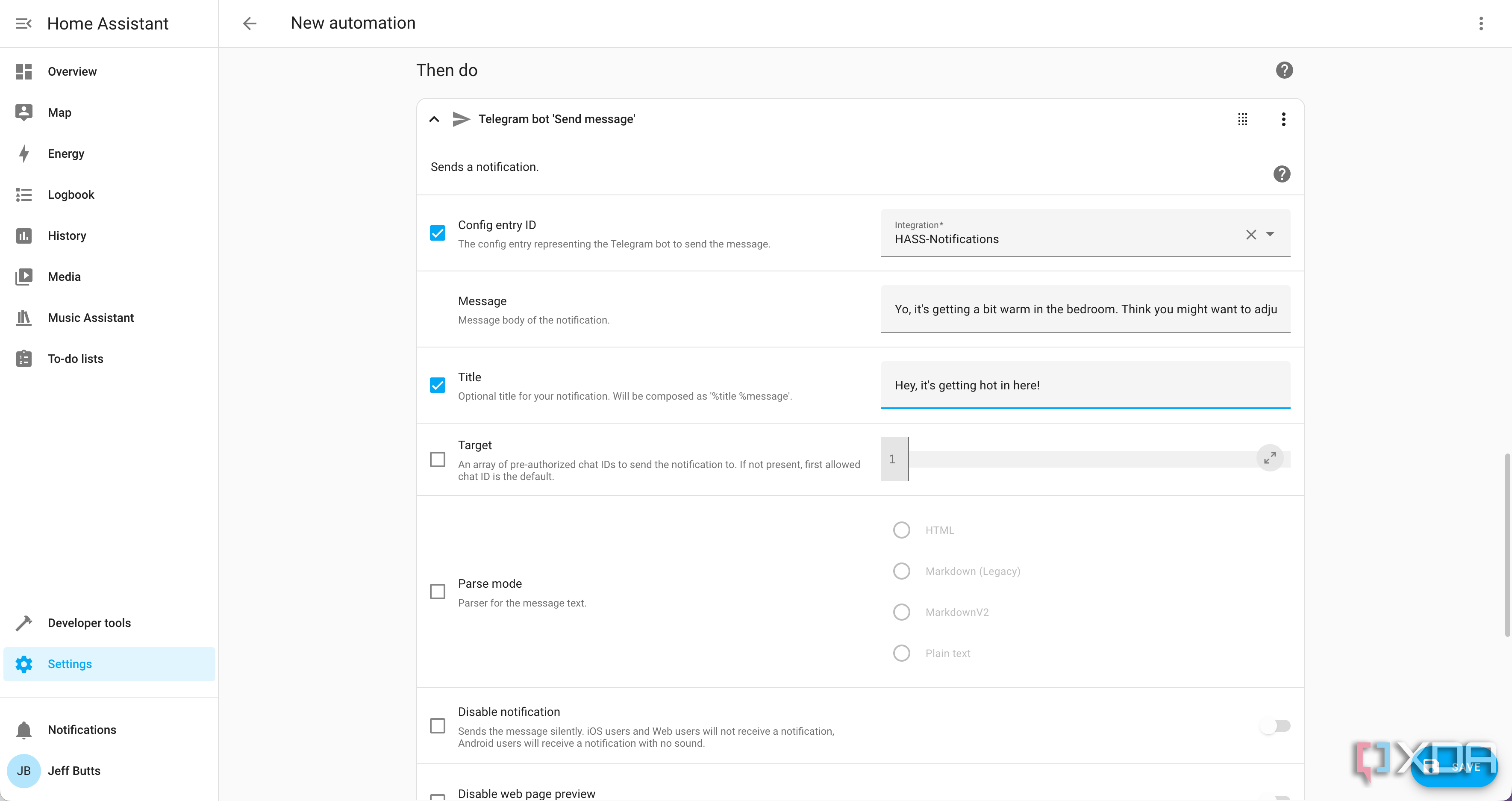 I linked up Home Assistant to a Telegram bot to automate my ...