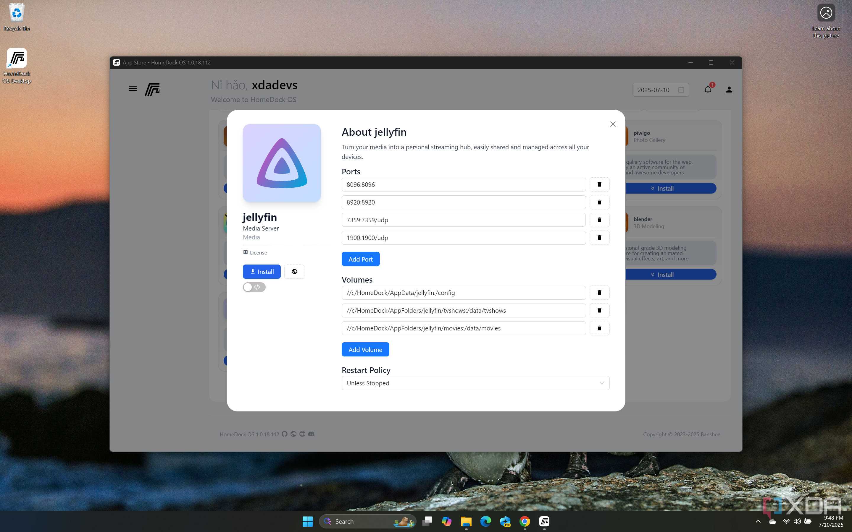homedockos appstore jellyfin