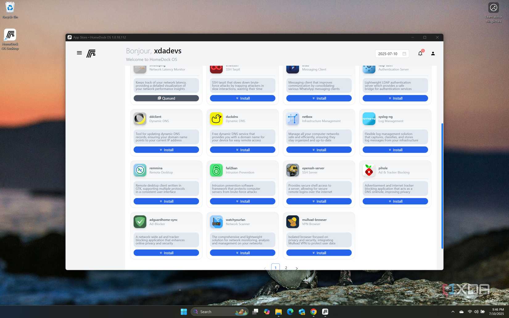 screenshot of homedockos appstore