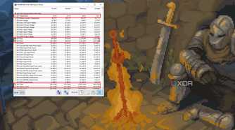 Screenshot showing HWiNFO with the GPU temperature, fan speed, and clock speed rows highlighted