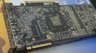Close-up of a graphics card PCB during disaasembly