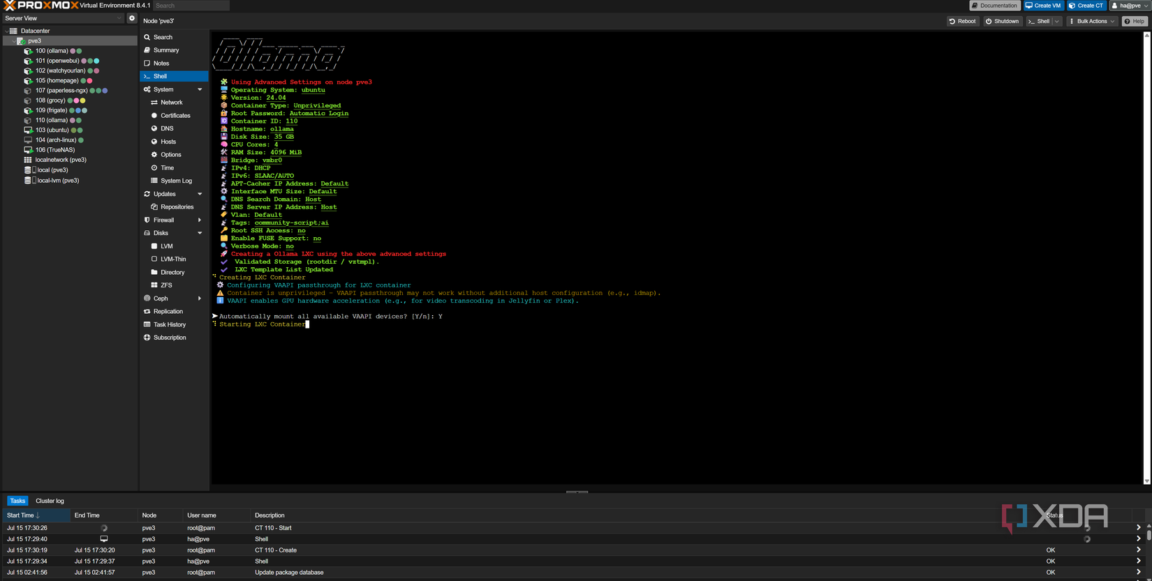 Installing Ollama in a Proxmox LXC