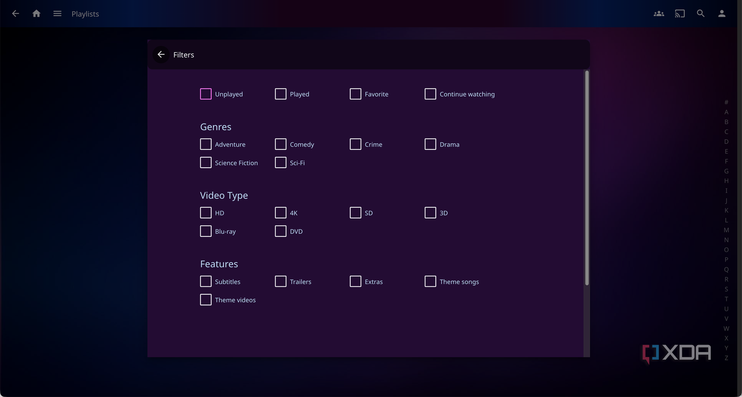 Jellyfin Playlists and Filters