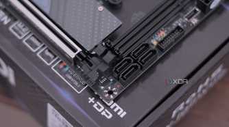 An image featuring the SATA ports of the JGINYUE B650i Night Devil motherboard.