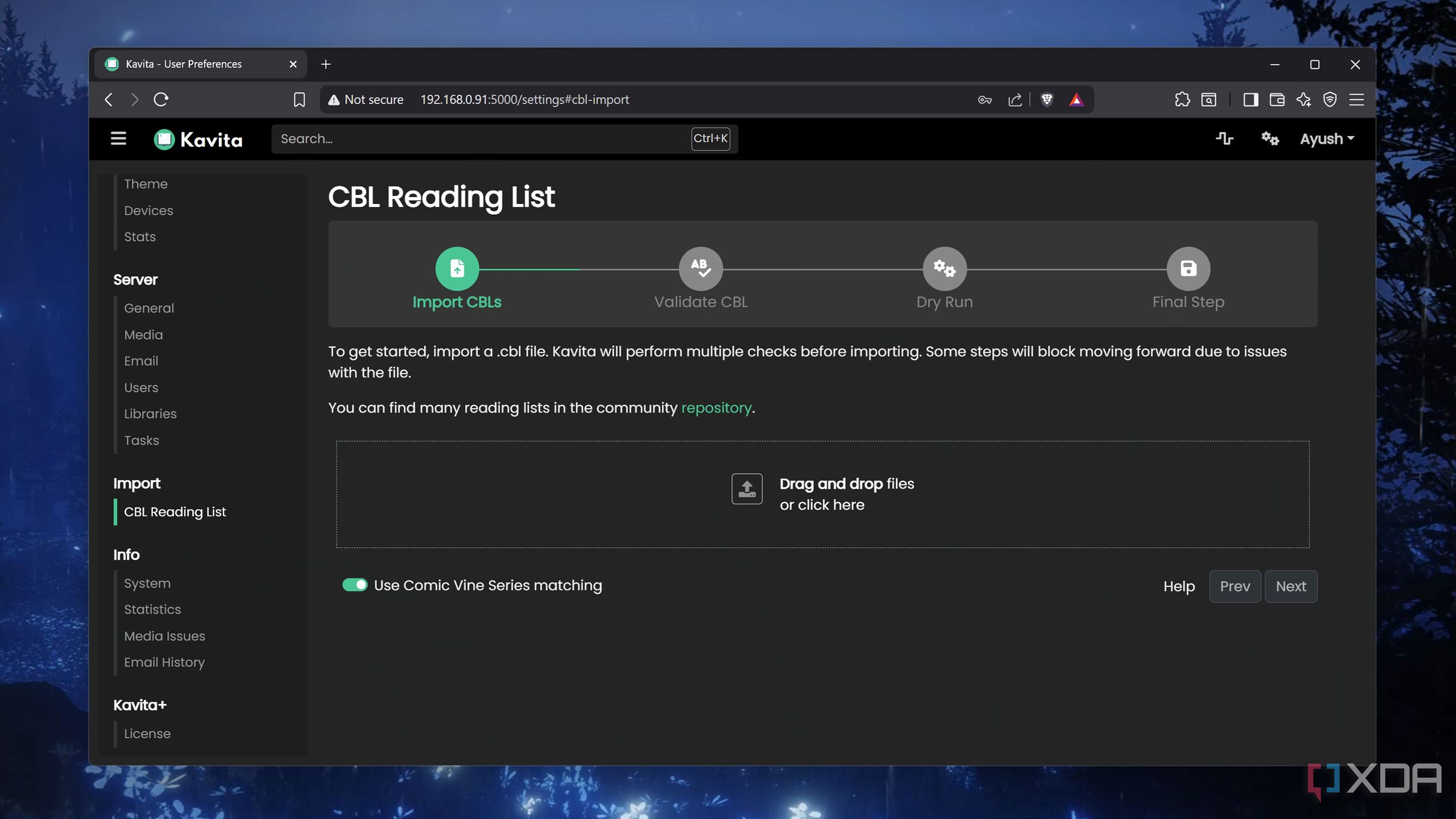 The CBL reading list in Kavita