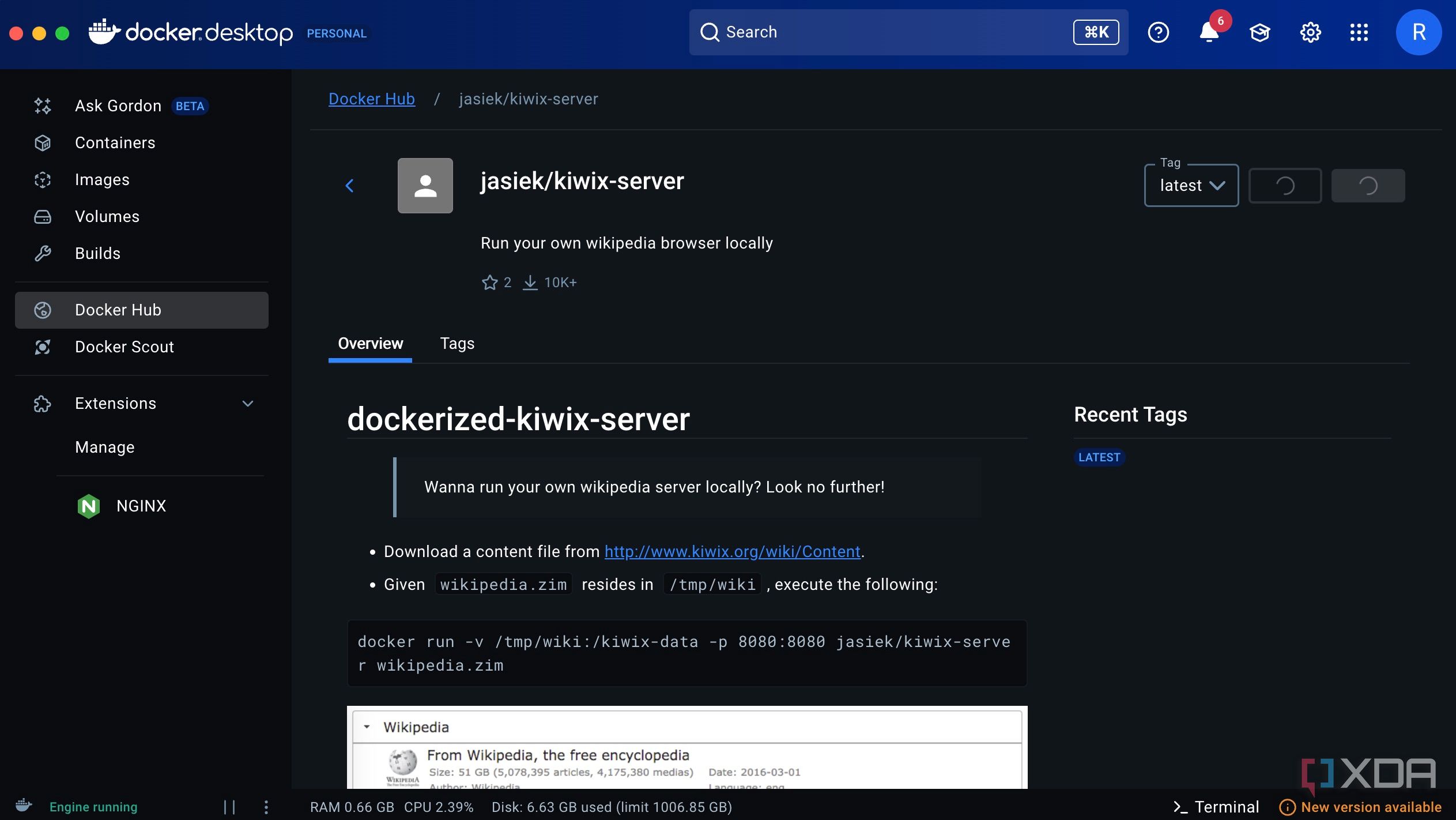 Kiwix server on docker