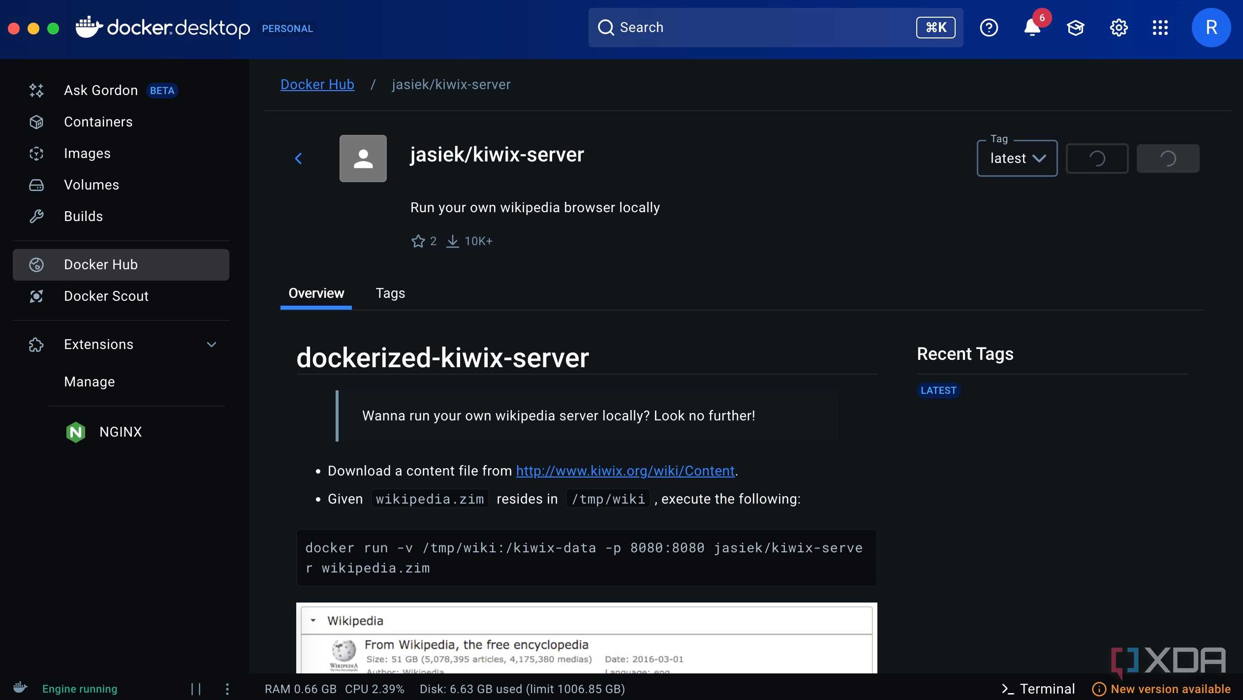 Kiwix server on docker