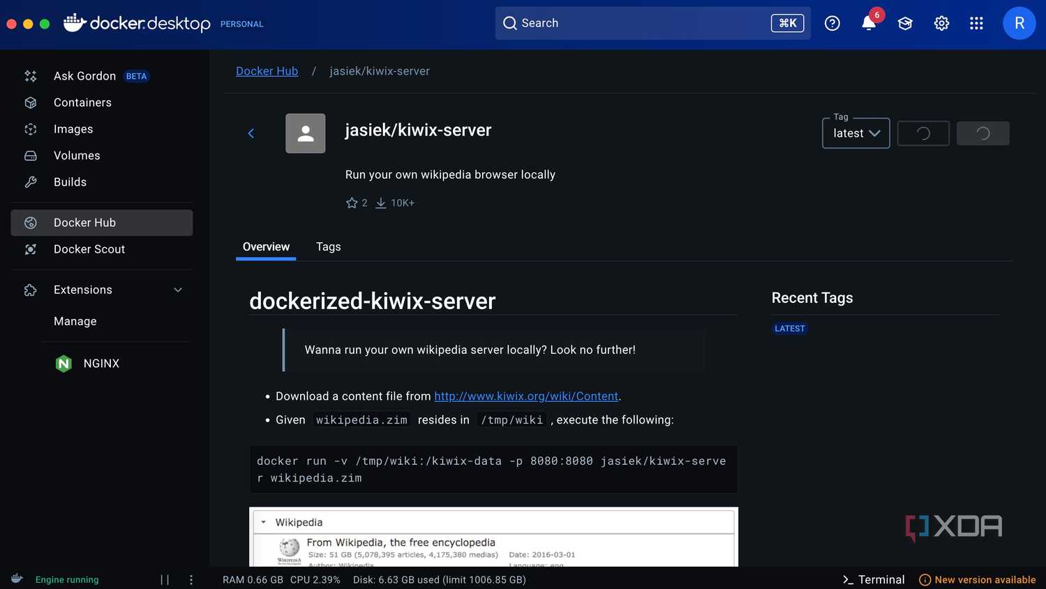 Kiwix server on docker