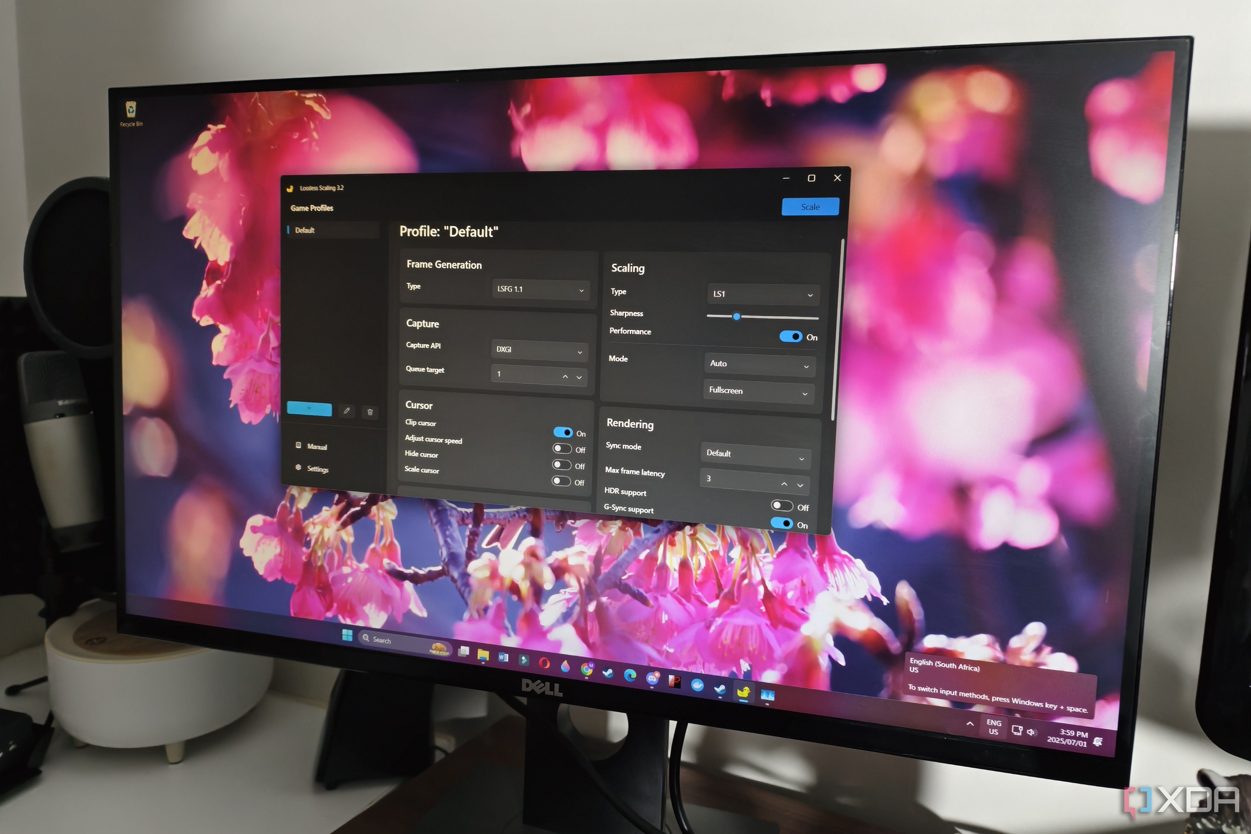 lossless scaling on a desktop screen