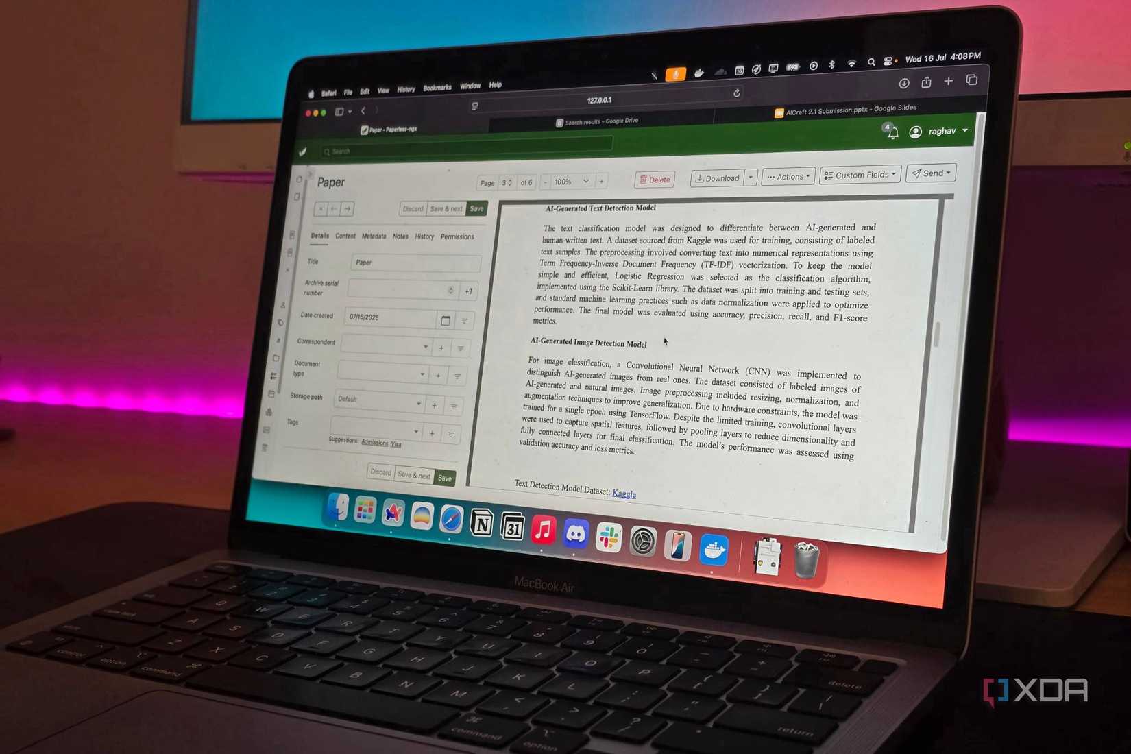 5 Docker-контейнеров для студентов: организуйте учебу эффективно Photo of a MacBook running Paperless-ngx with a document open