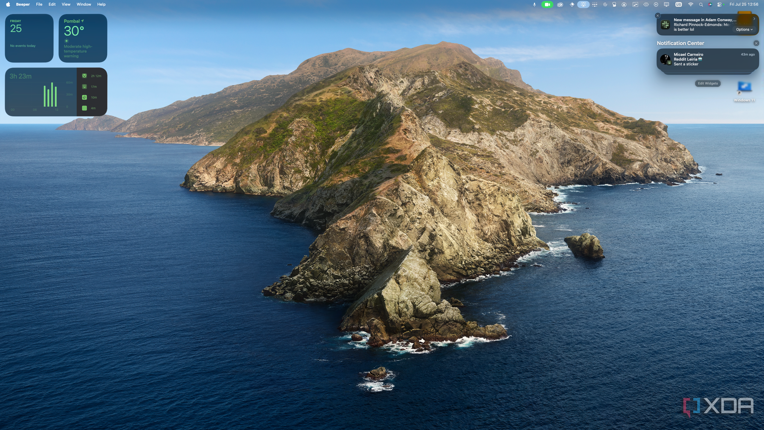 Screenshot of macOS desktop showing the notification center below the menu bar