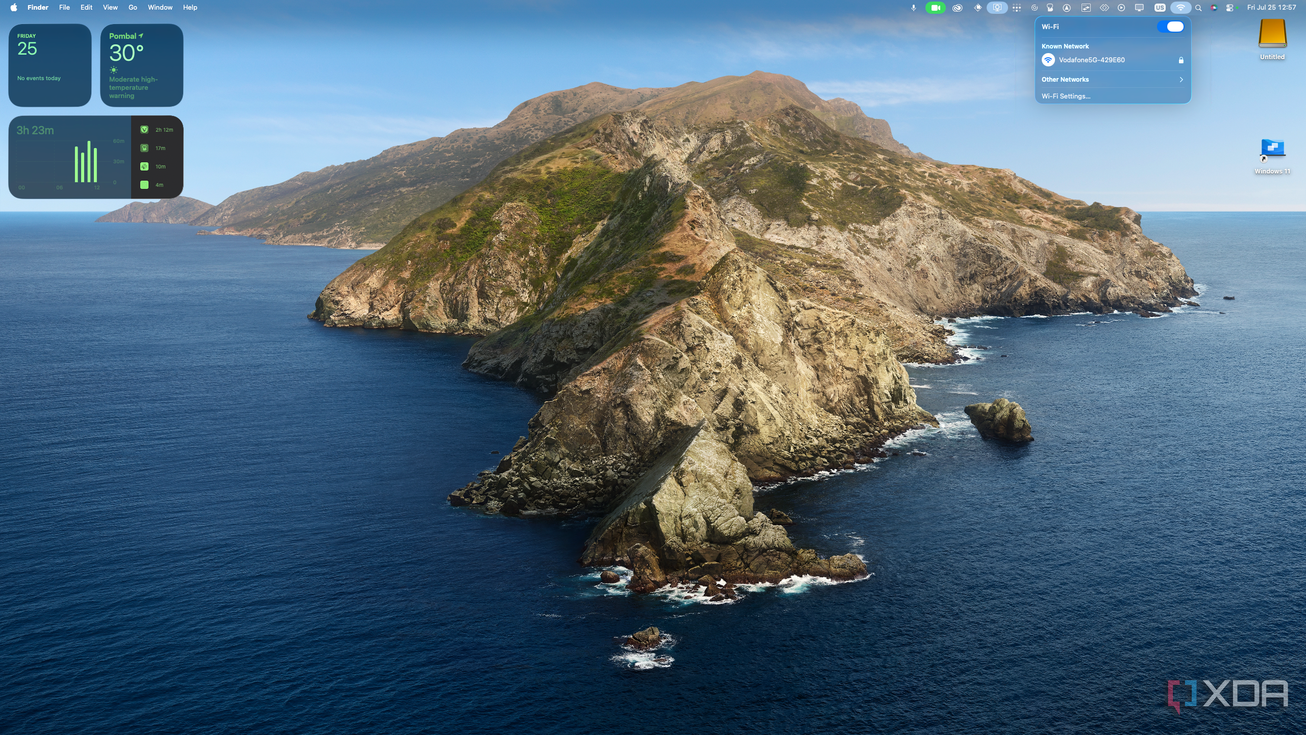 Screenshot of macOS desktop showing the Wi-Fi flyout below the menu bar