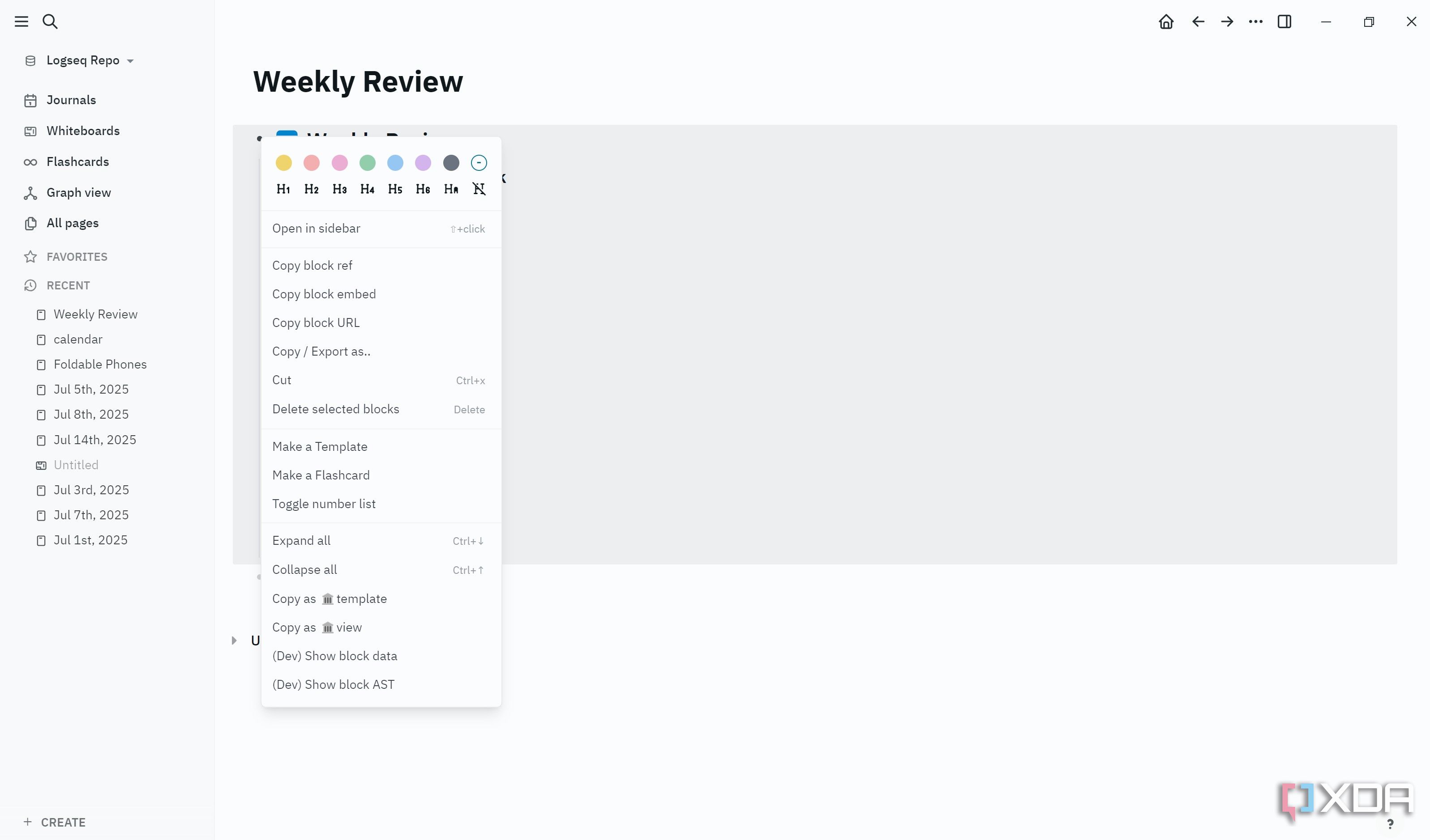 Make Weekly Review section into template