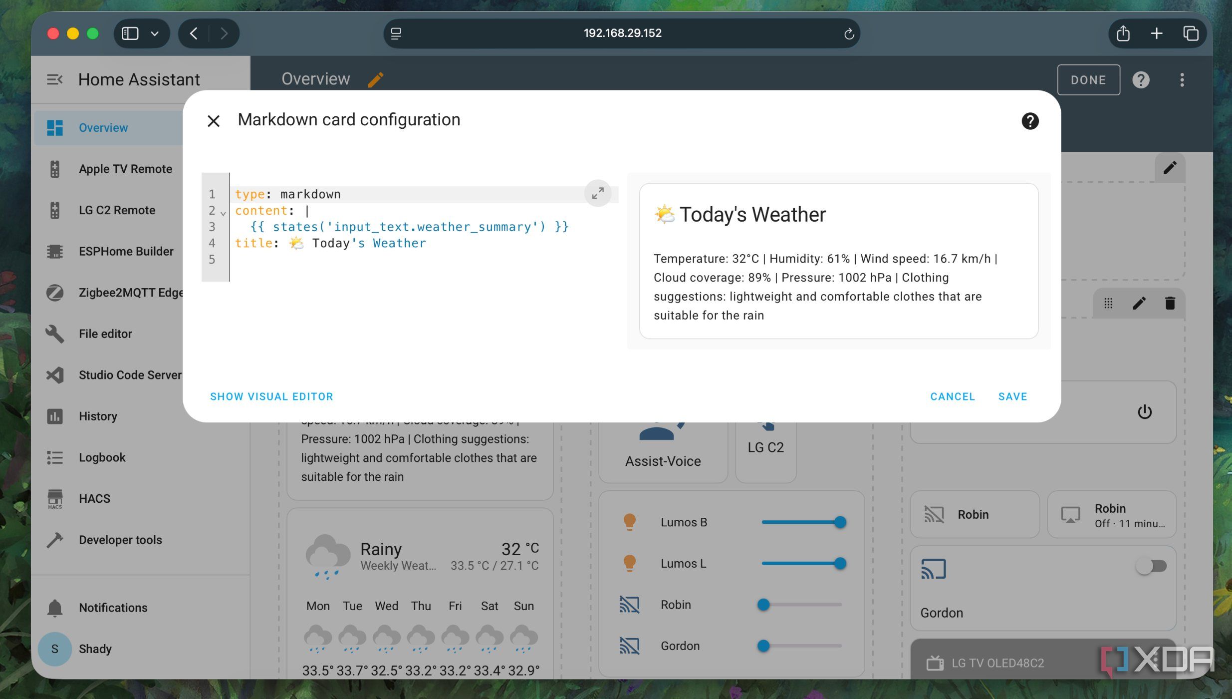 I get a perfect weather report on my Home Assistant dashboard, here's ...