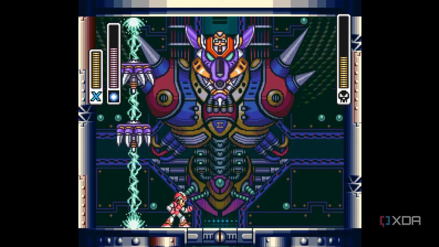 A screenshot of the final battle between X vs Sigma in Mega Man X.