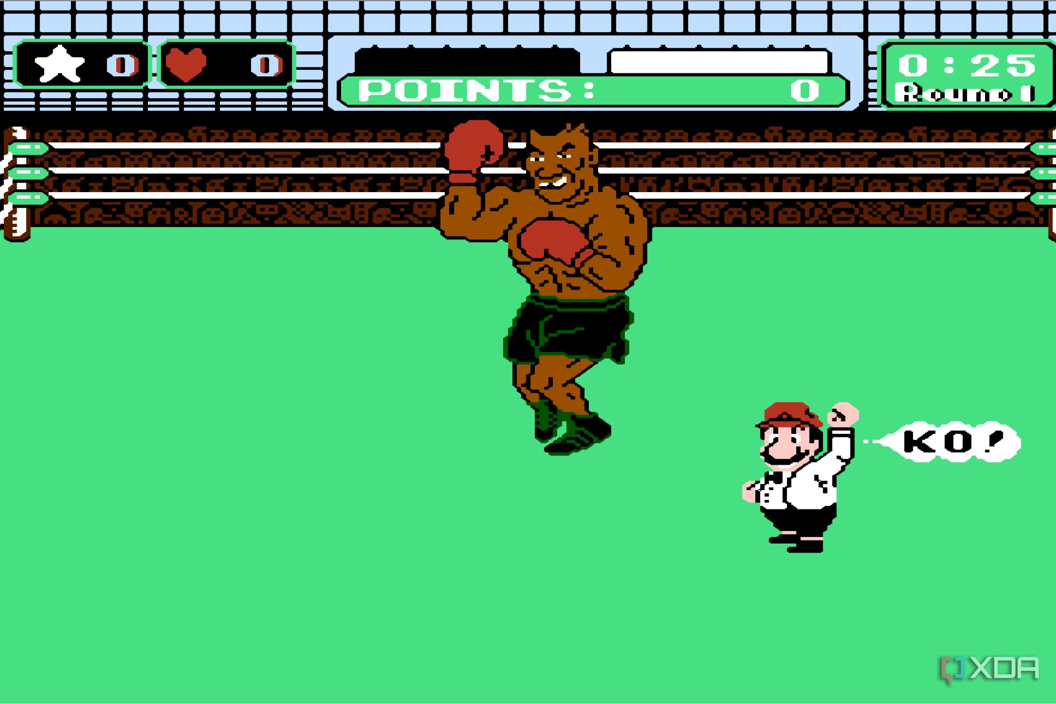 Mike Tyson knocking the player out in Mike Tyson's Punch Out!!