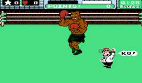Mike Tyson knocking the player out in Mike Tyson's Punch Out!!