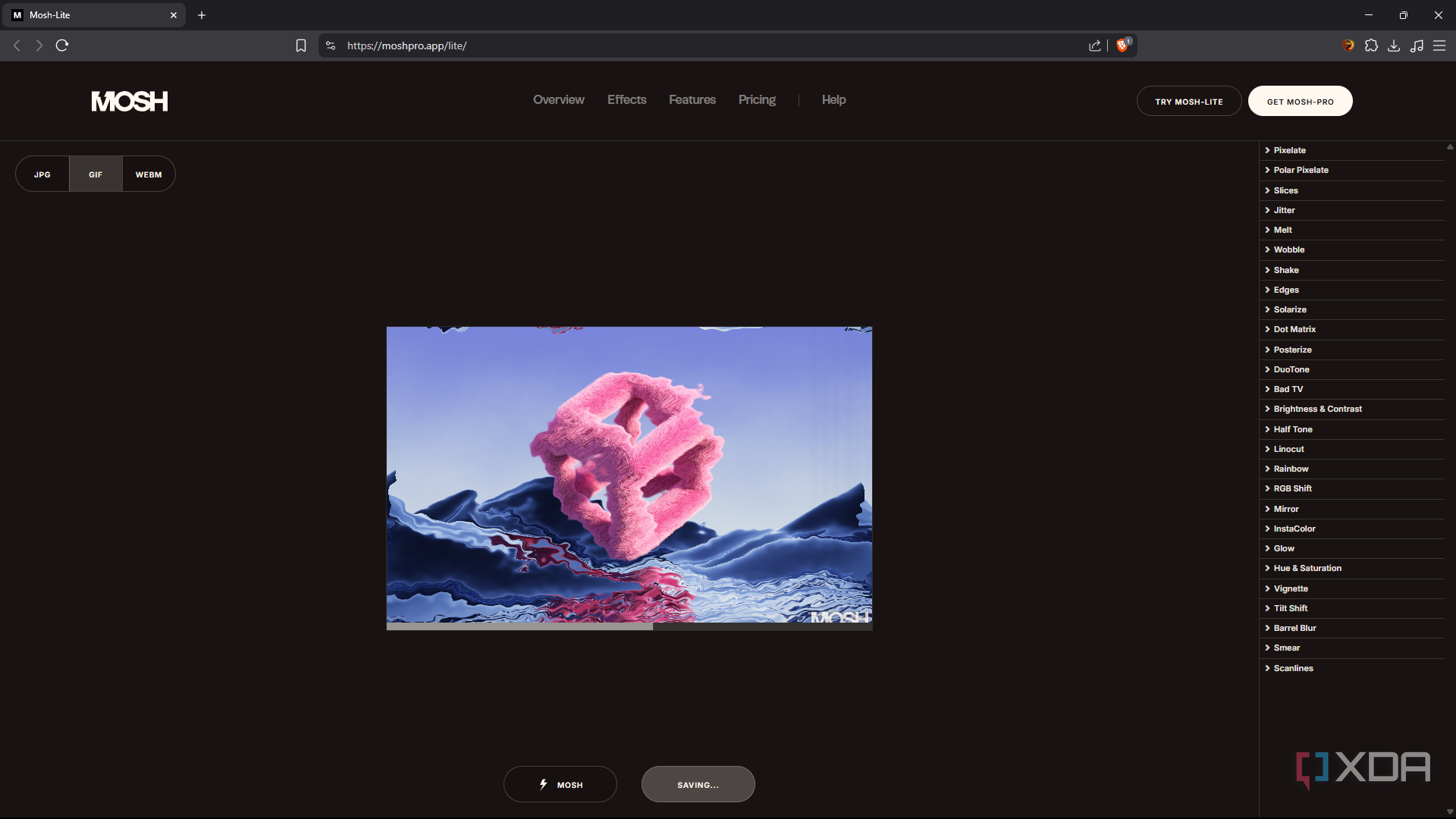 Mosh-Lite export as GIF