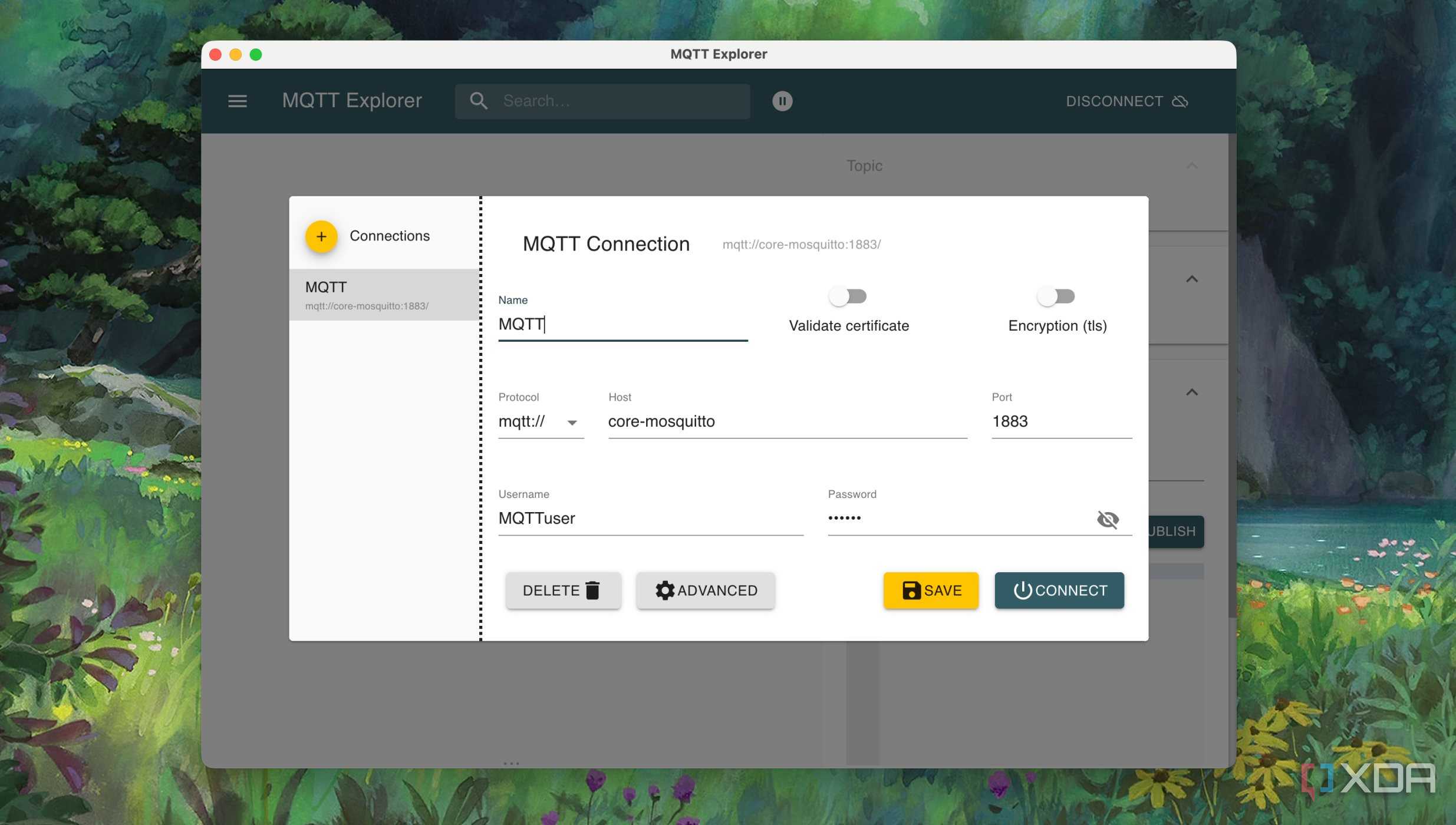 A screenshot of MQTT Explorer running on macOS