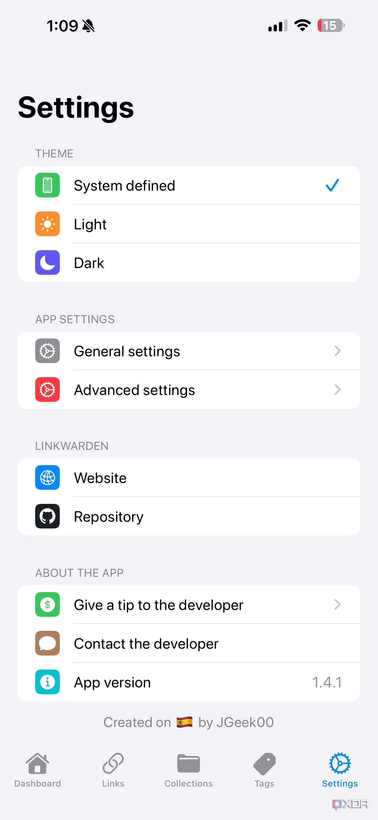 Linkwarden settings