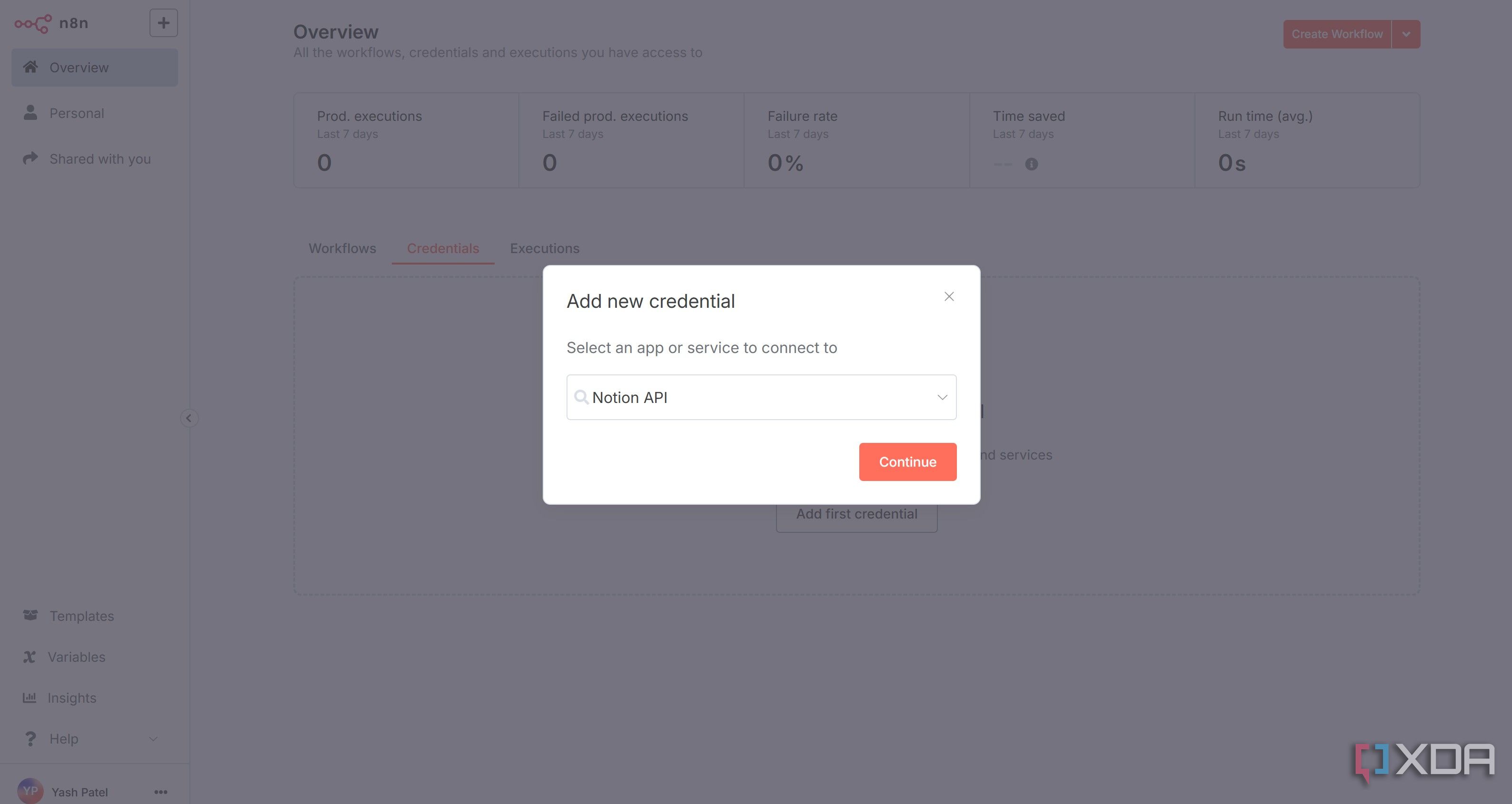 Select Notion API in n8n while making integration
