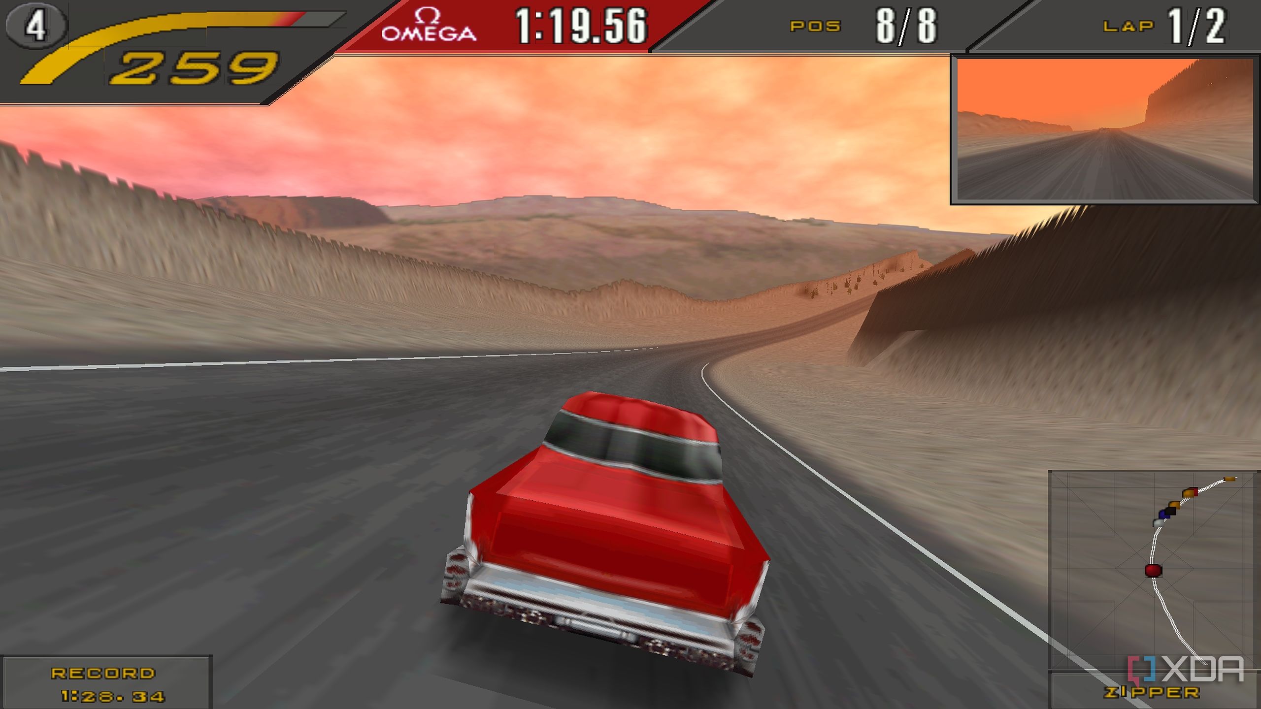 A screenshot from Need for Speed 2: SE.