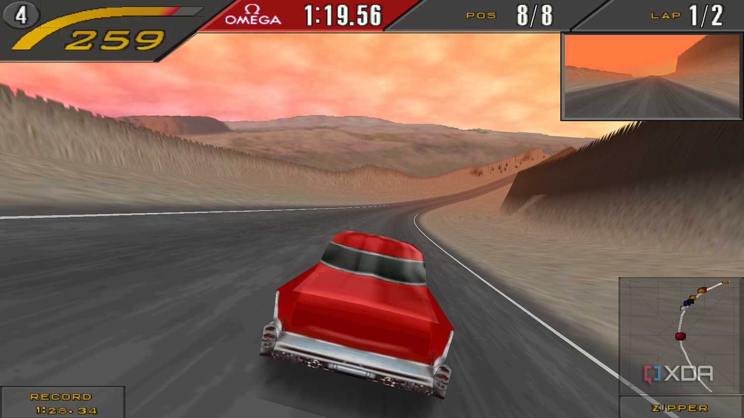 A screenshot from Need for Speed 2: SE.