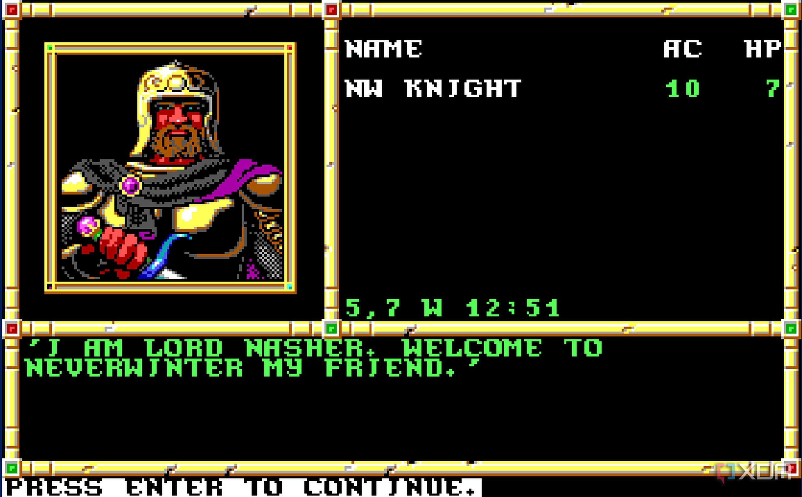 Screenshot from the 1991 game Neverwinter Nights.