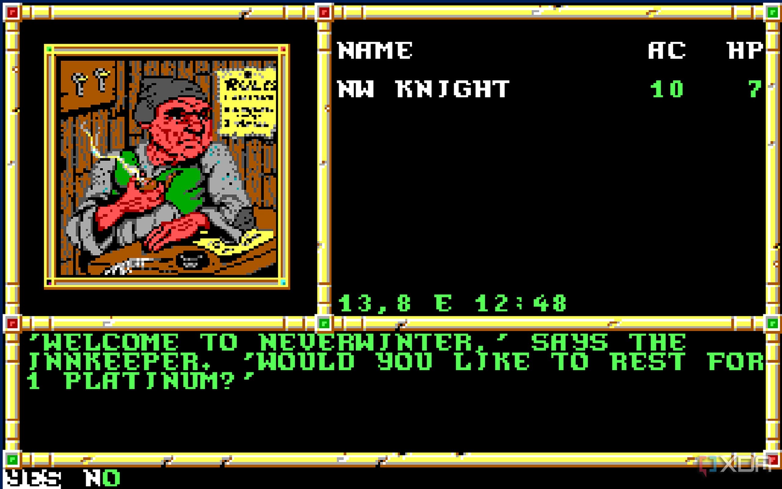 Screenshot from the 1991 game Neverwinter Nights.