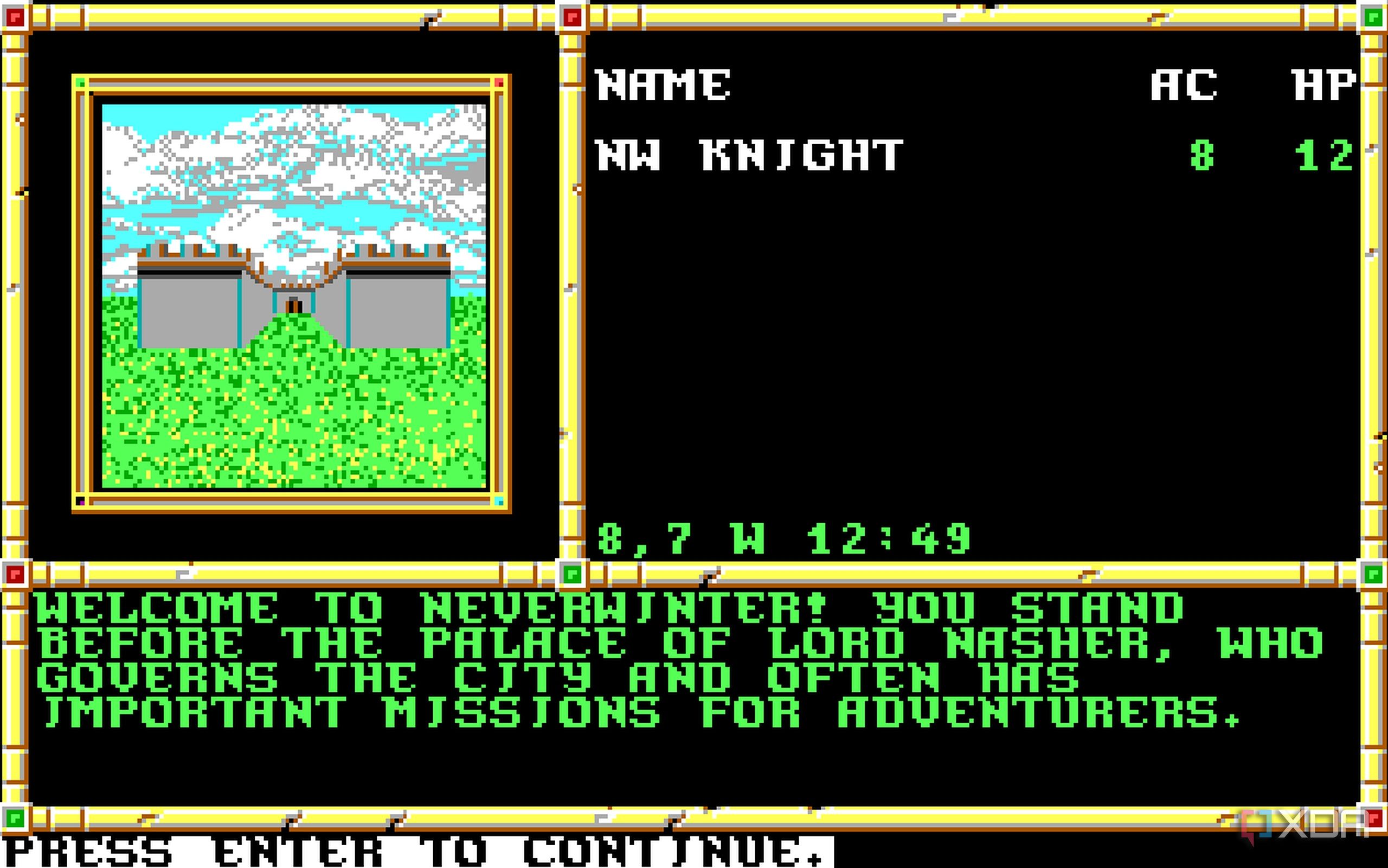 Screenshot from the 1991 game Neverwinter Nights.