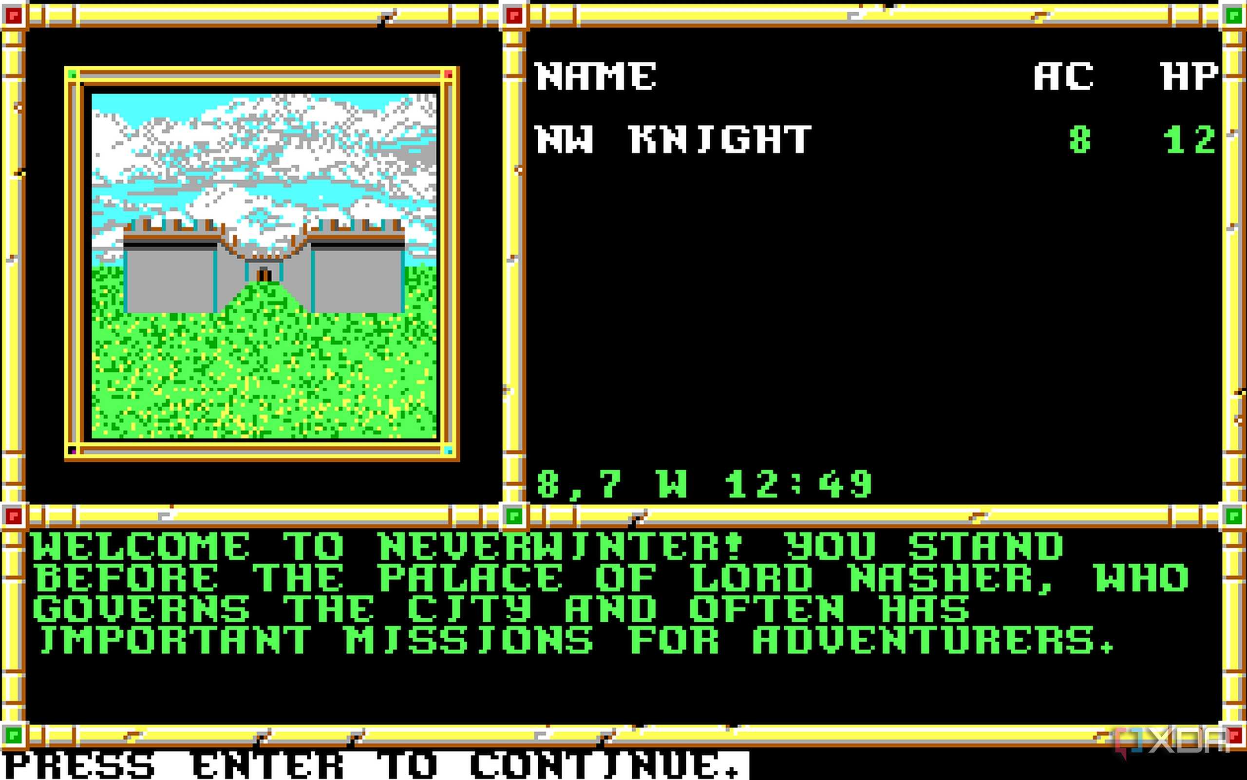 Screenshot from the 1991 game Neverwinter Nights.
