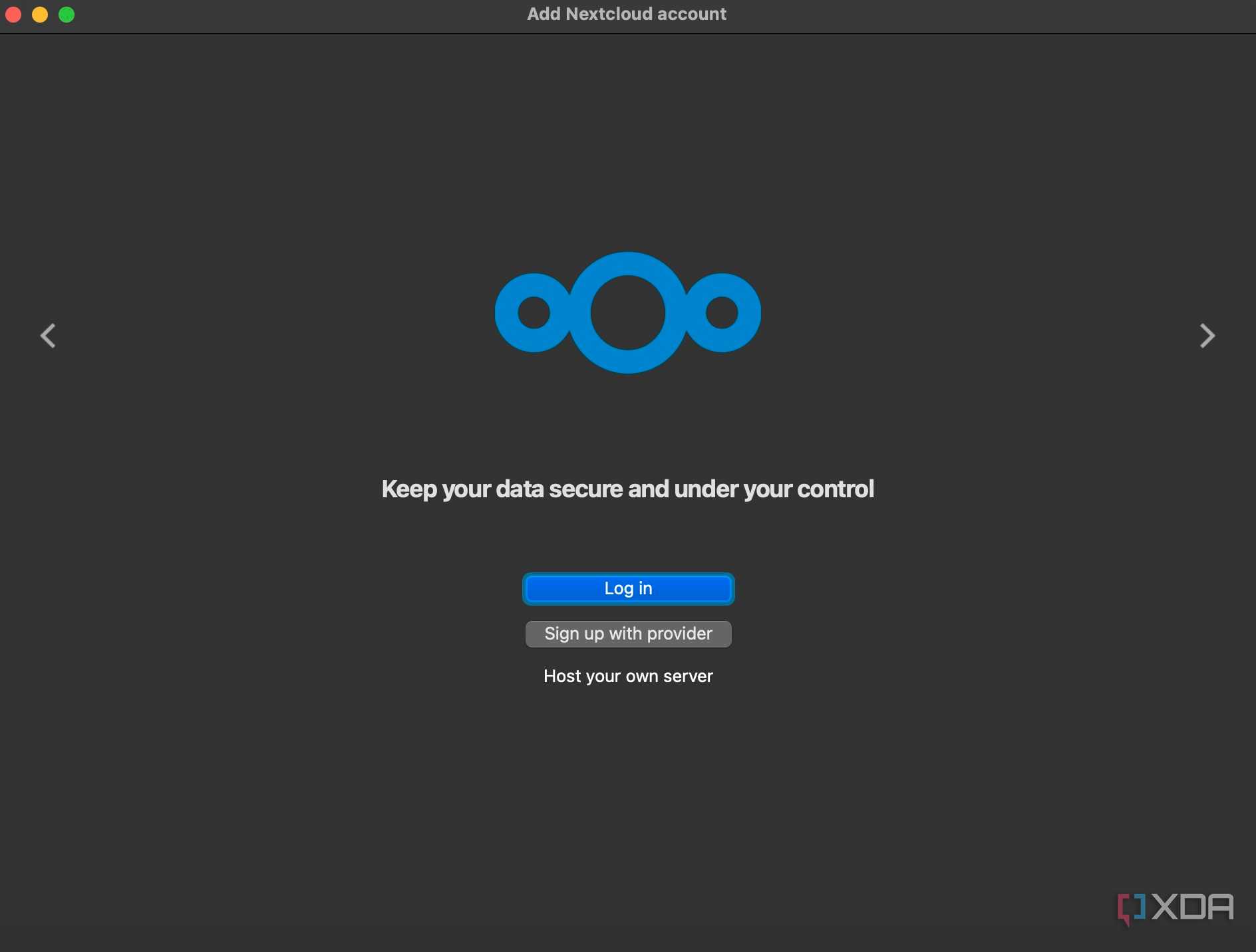 Nextcloud login screen