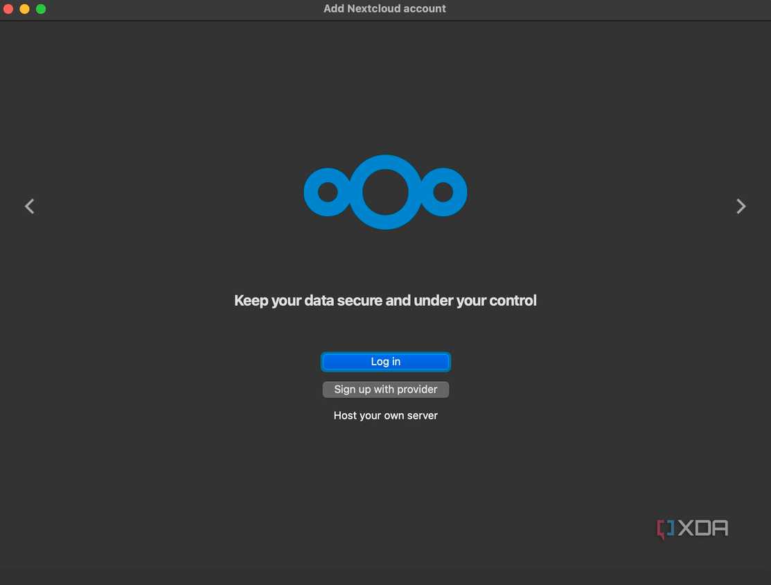 Nextcloud login screen