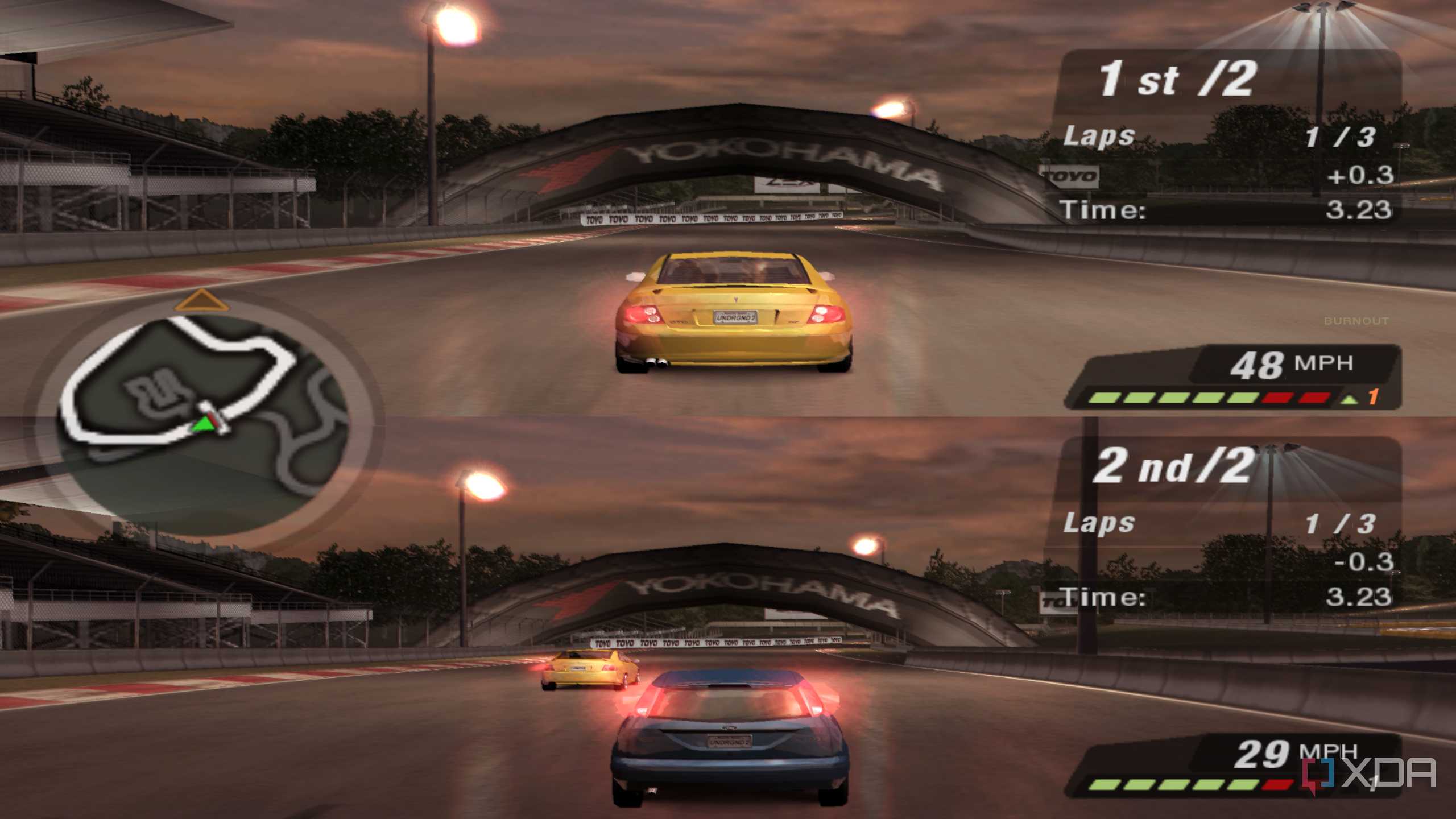 Split-screen URL racing in NFS: Underground 2.