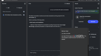 NotebookLM citation about a slack conversation