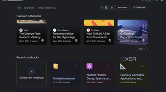 NotebookLM main interface with all my existing notebooks