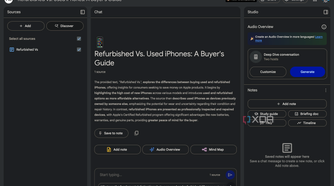 NotebookLM notebook with Google Docs as source