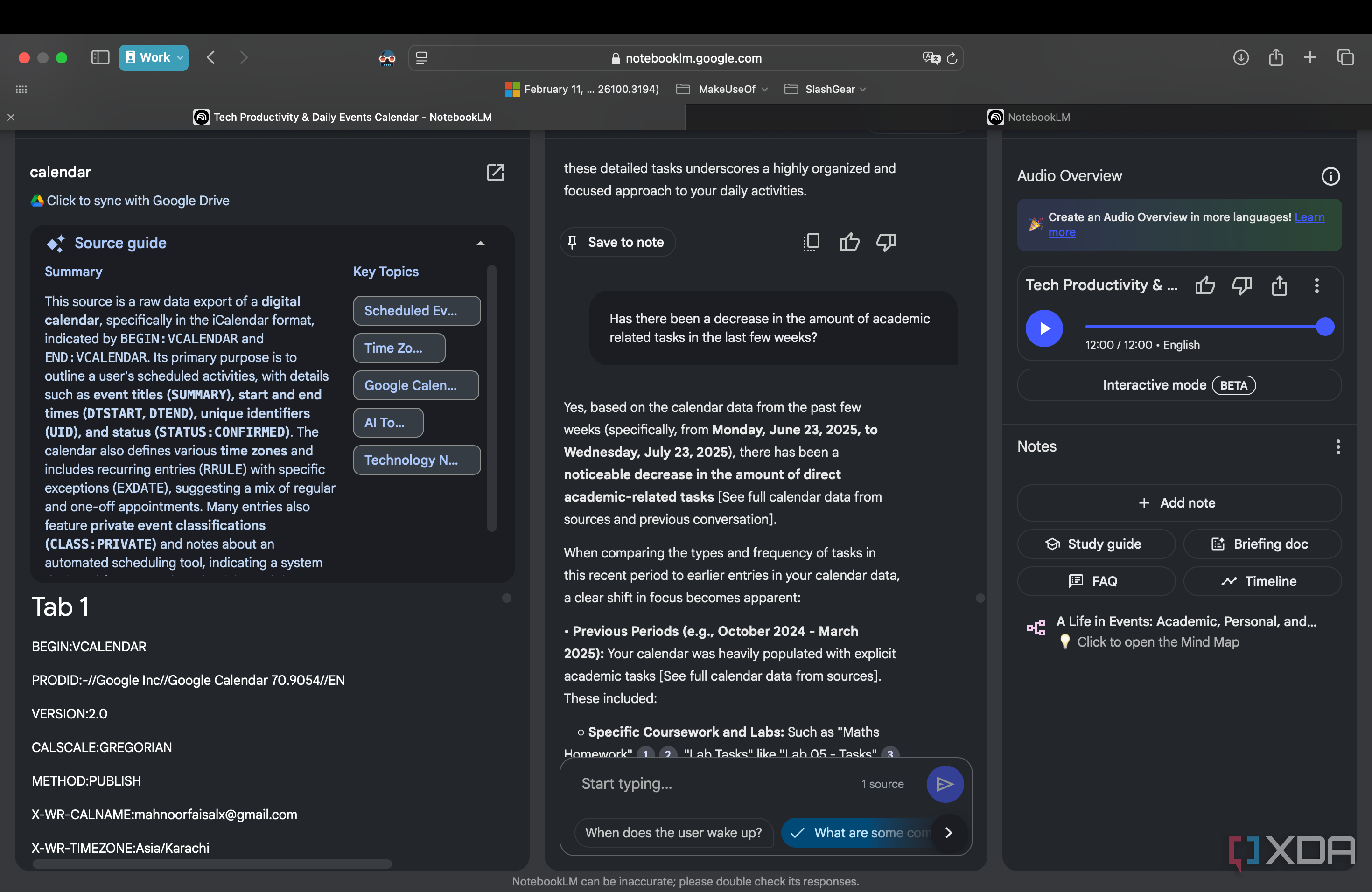 I set up a daily log using NotebookLM and Google Calendar — here's how